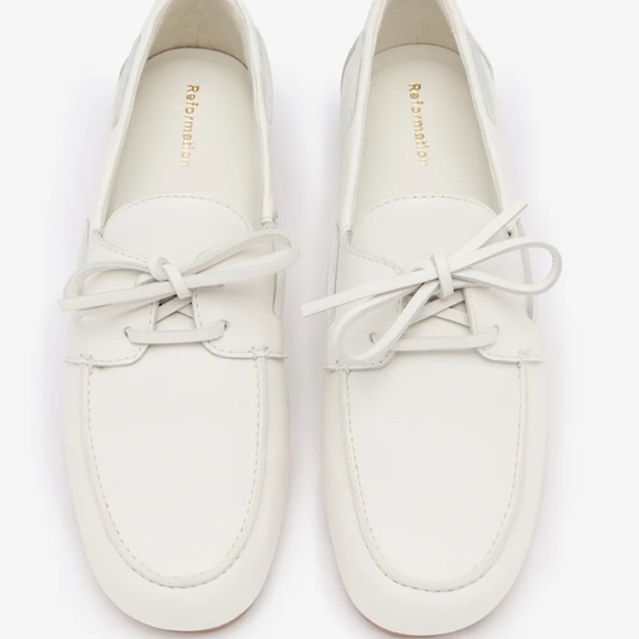 Reformation Fia Soft Leather White Loafers - Picture 2 of 7